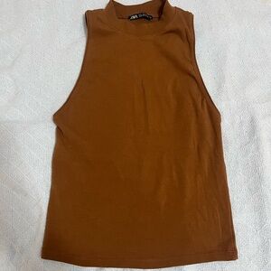 NWOT Zara Mockneck Brown